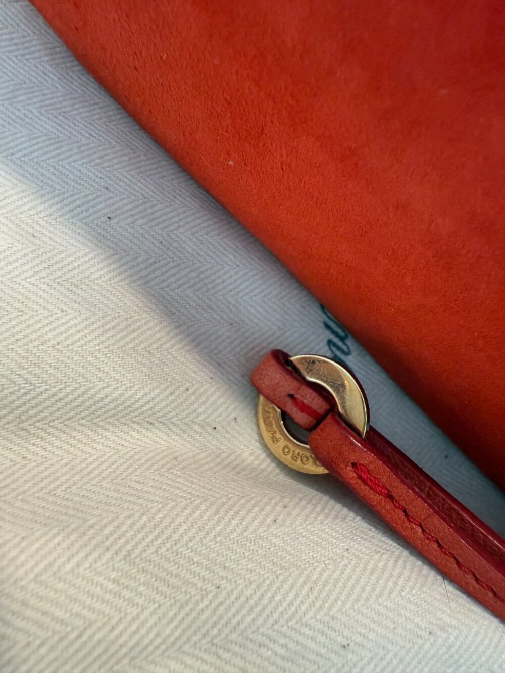 Loro Piana Suede Pouch in Orange Red - Picture 4 of 8